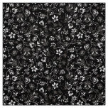 Floral ditsy elegant rustic black white pattern fabric