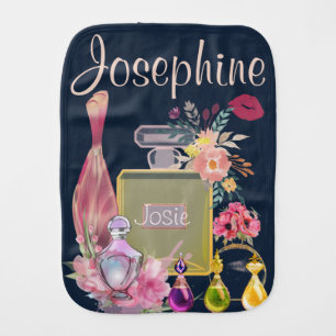 Floral Diva Custom Name Perfume Bottles Baby Burp Cloth