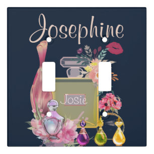 Floral Diva Custom Name Perfume Bottles  Light Switch Cover