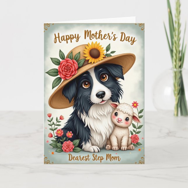Floral Dog And Lamb Mothers Day Card (Front)