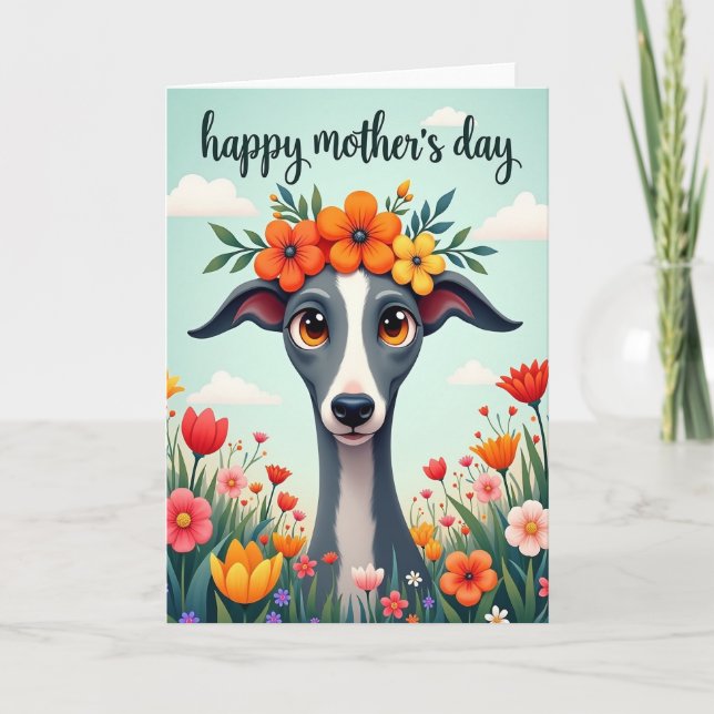 Floral Dog Best Wishes Card (Front)