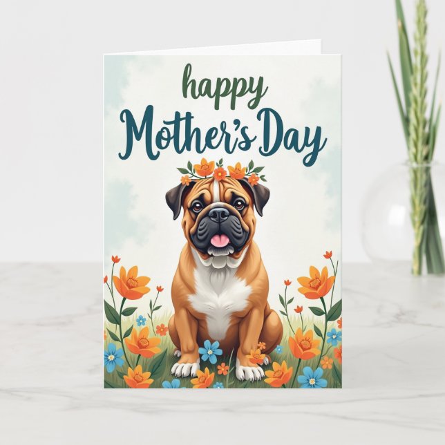 Floral Dog Friend Greeting Card (Front)