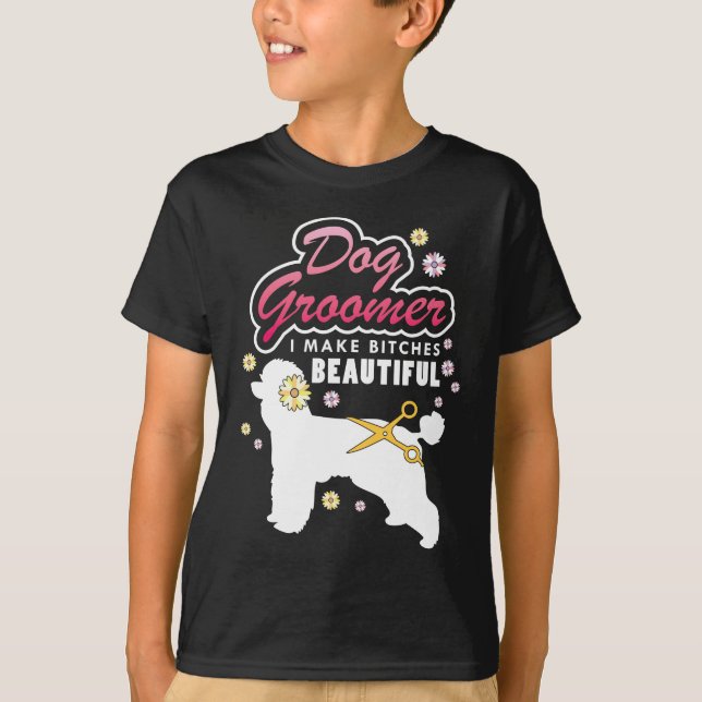 Floral Dog Groomer Gift Pet Grooming Dog Lover T-Shirt (Front)