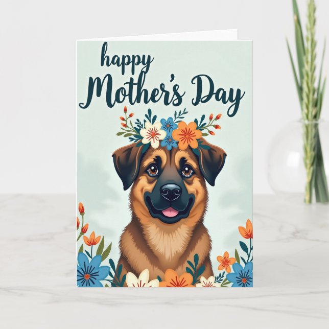 Floral Dog Happy Family Card (Front)