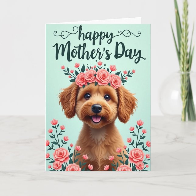 Floral Dog Happy Mother Card (Front)