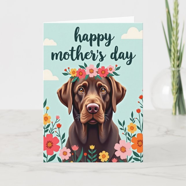 Floral Dog Happy Mothers Day Card (Front)