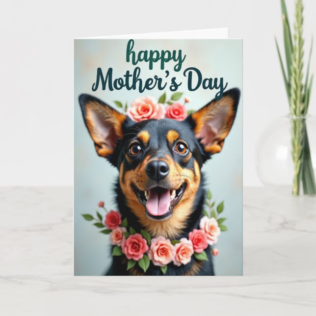 Floral Dog Mothers Day Greeting Card (Front)