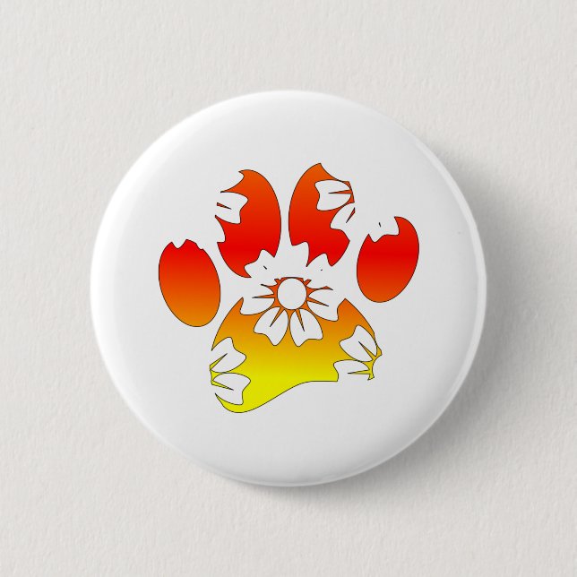 Floral Dog Paw Print Button (Front)