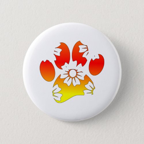 Floral Dog Paw Print Button