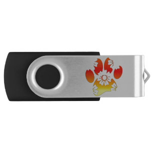 Floral Dog Paw Print Flash Drive