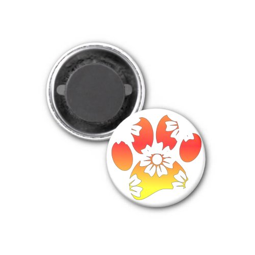 Floral Dog Paw Print Magnet