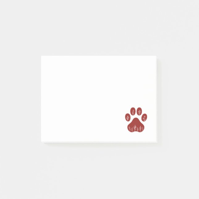 Floral Dog Paw Print Post-It Notes (Front)