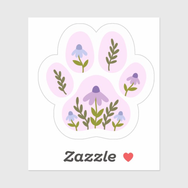 Floral Dog Paw Print Sticker – Cute Botanical Pet  (Sheet)