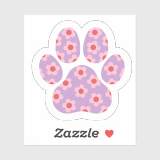 Floral Dog Paw Print Sticker | Cute Pet Lover Gift