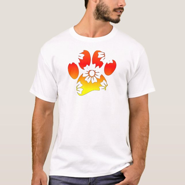 Floral Dog Paw Print T-Shirt (Front)