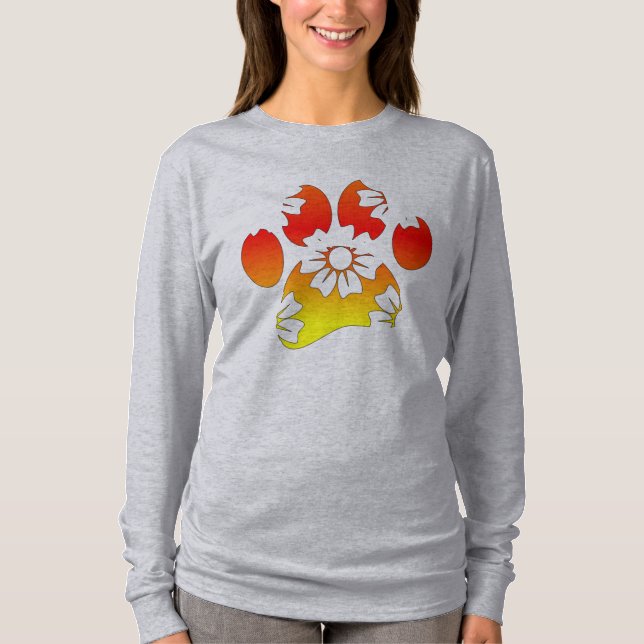 Floral Dog Paw Print T-Shirt (Front)