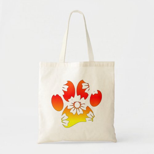 Floral Dog Paw Print Tote Bag