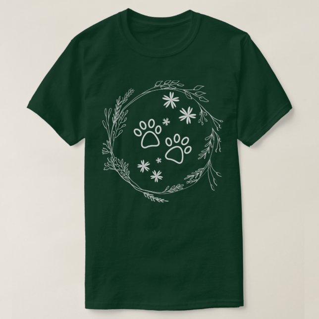 Floral Dog Paw T-Shirt (Design Front)