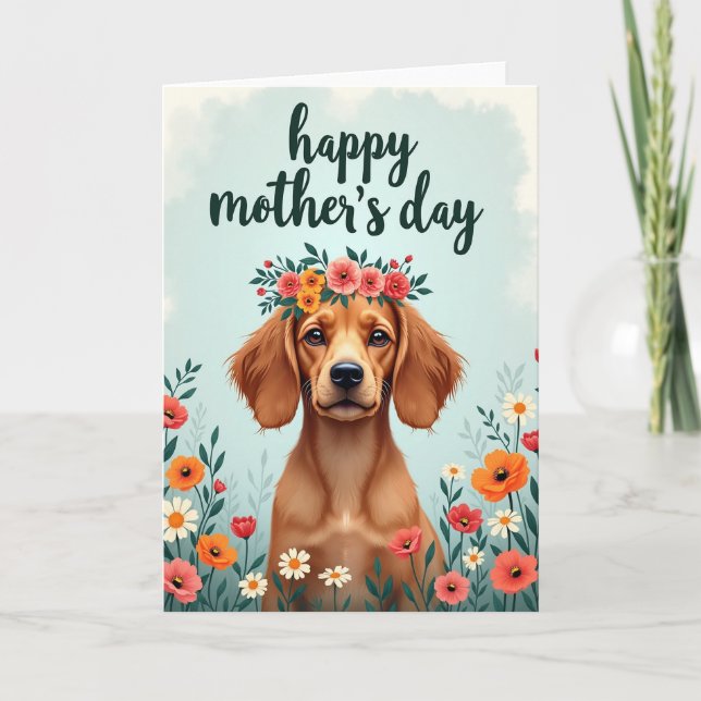 Floral Dog Portrait Art Card (Front)