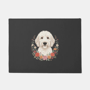 Floral Dog Portrait Botanical Wreath Doormat