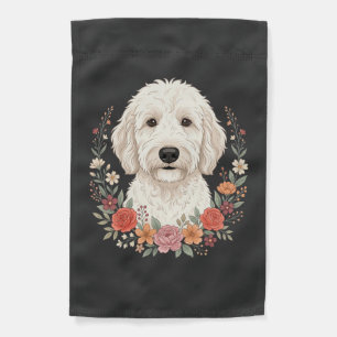 Floral Dog Portrait Botanical Wreath Garden Flag