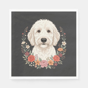 Floral Dog Portrait Botanical Wreath Napkins