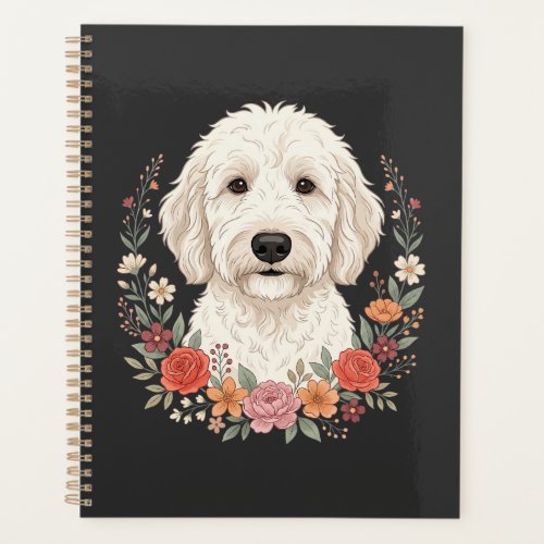 Floral Dog Portrait Botanical Wreath Planner