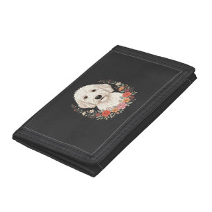 Floral Dog Portrait Botanical Wreath Tri-fold Wallet
