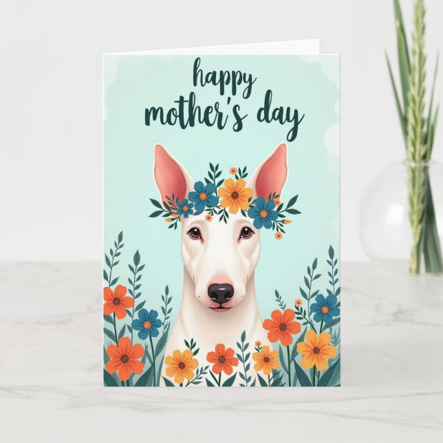 Floral Dog Portrait Greeting Card (Front)