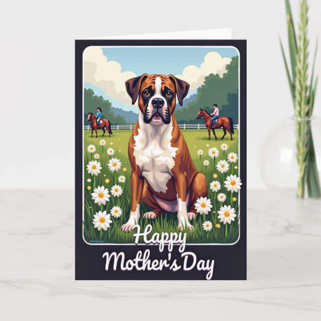Floral Dog Portrait Mothers Day Card (Front)