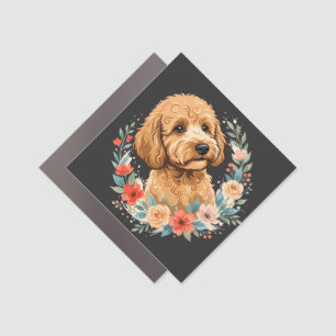 Floral Dog Round Sublimation Car Magnet