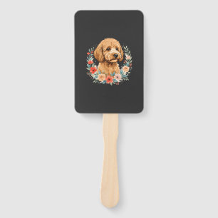 Floral Dog Round Sublimation Hand Fan