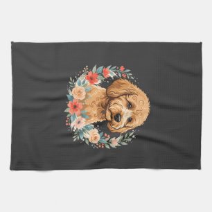 Floral Dog Round Sublimation Kitchen Towel