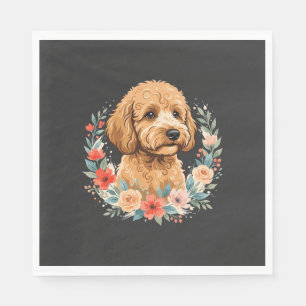 Floral Dog Round Sublimation Napkins