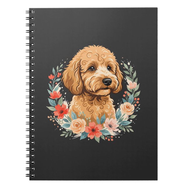 Floral Dog Round Sublimation Notebook (Front)