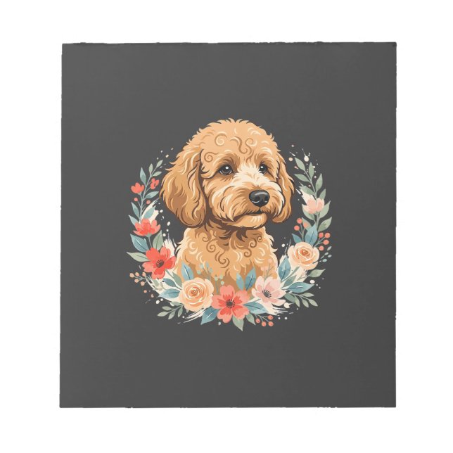 Floral Dog Round Sublimation Notepad (Front)