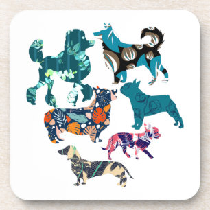Floral Dogs Beverage Coaster