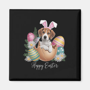 Floral Dogs Easter Day Cute Beagle Dog Puppy Happy Magnet