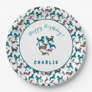 Floral Dogs Paper Plates