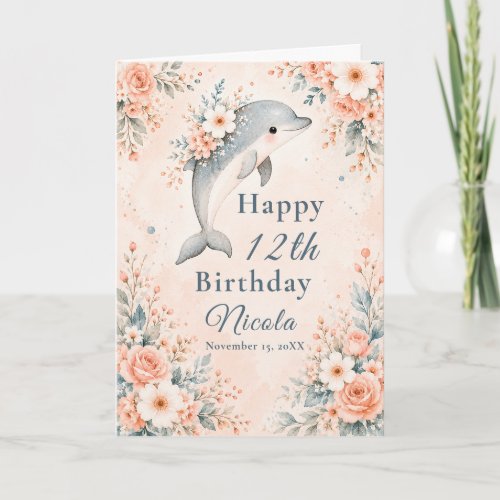 Floral Dolphin Birthday Card