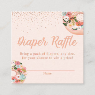 Floral Donuts Baby Shower Diapers Raffle Enclosure Card