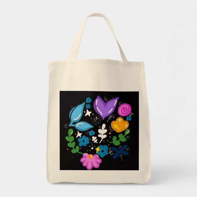 Floral doodle art tote bag (Front)