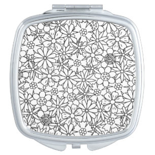 Floral Doodle Compact Mirror