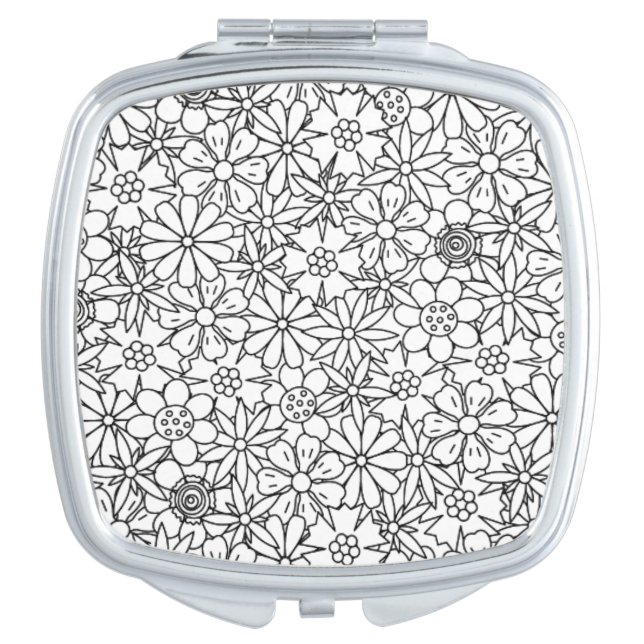 Floral Doodle Compact Mirror (Front)