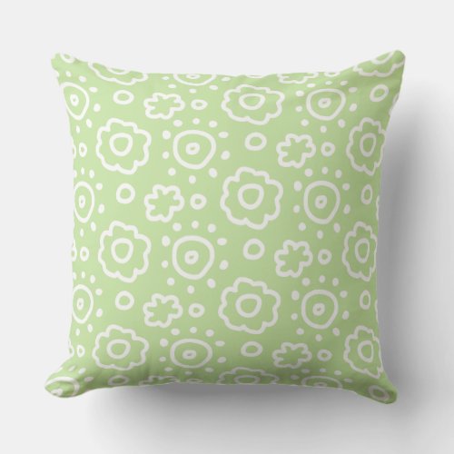 Floral Doodle Custom Color Throw Pillow