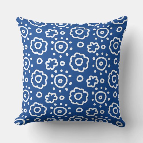 Floral Doodle Custom Color Throw Pillow