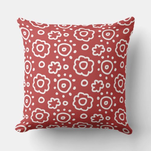 Floral Doodle Custom Color Throw Pillow