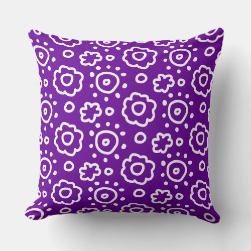 Floral Doodle Custom Color Throw Pillow
