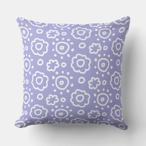 Floral Doodle Custom Color Throw Pillow