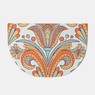 Floral doodle damask, folk seamless pattern. doormat